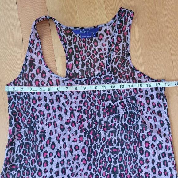 Vintage y2k miley cyrus pink leopard print sheer racerback tank flowy - Picture 6 of 8